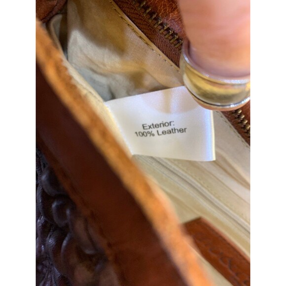 HTF Sundance Mo & Co Villa Cimbrone Quilted Floral Brown Leather Shoulder Bag - Picture 8 of 11